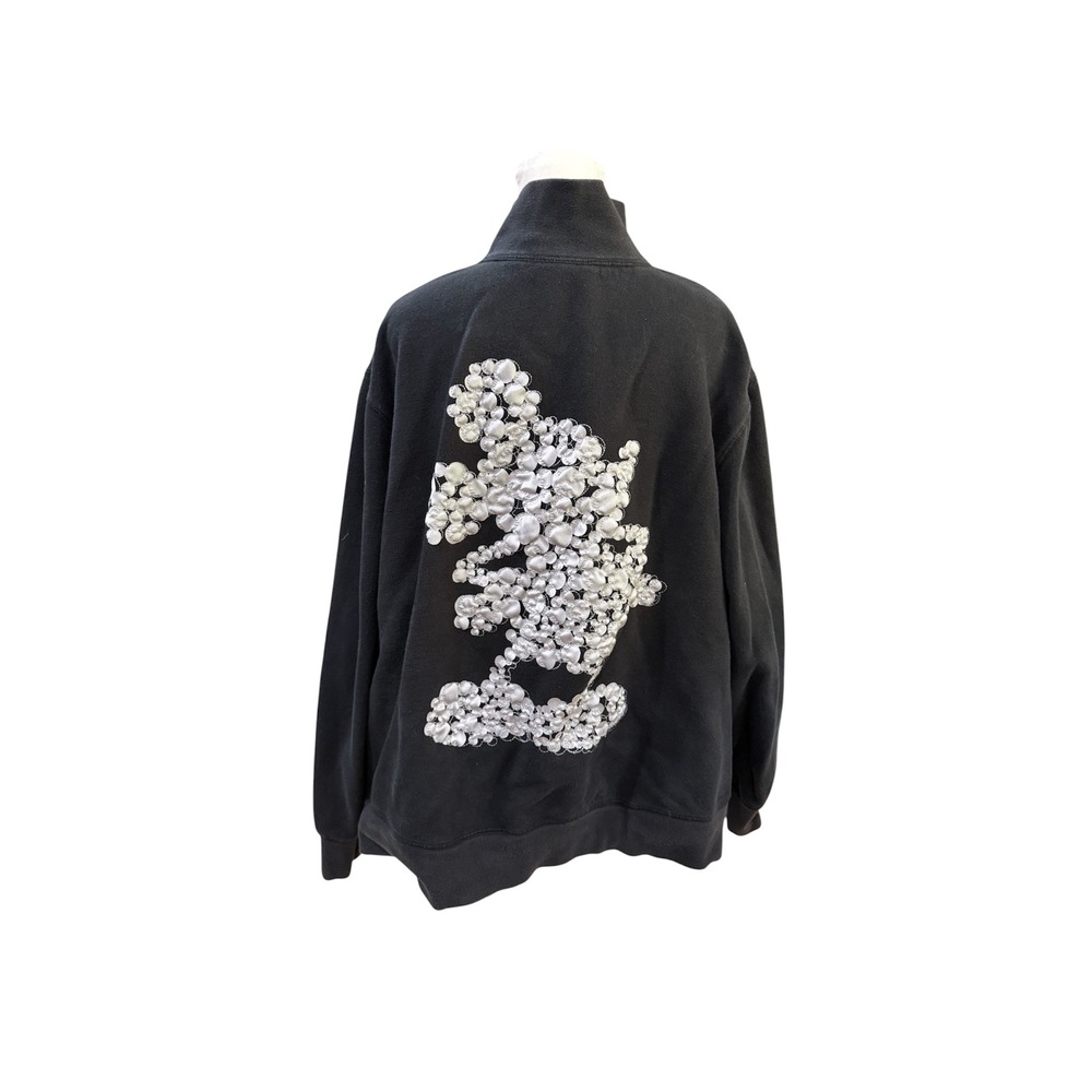 Disney Parks Disneyland Mickey Mouse Black Full Zip Sweatshirt 3D Applique 3X
